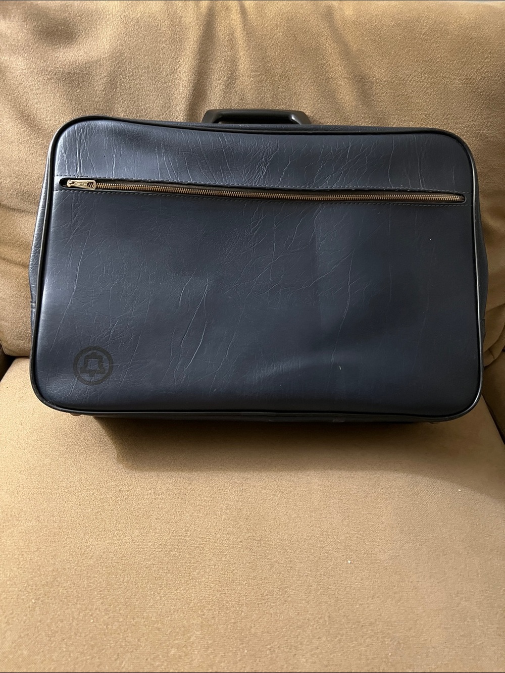 Vintage Bell System Navy Leather Messenger Carry Bag